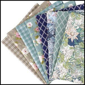 Cotton Fabric Fat Quarters Bundle Floral Lotus Patterns Quilting Squares